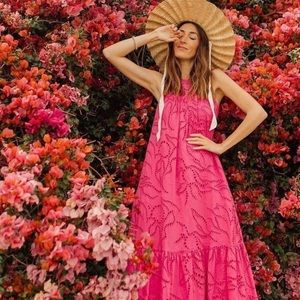 Anthropologie Maeve belrose eyelet maxi dress